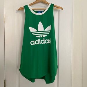 Adidas Green and White Track Tank Top